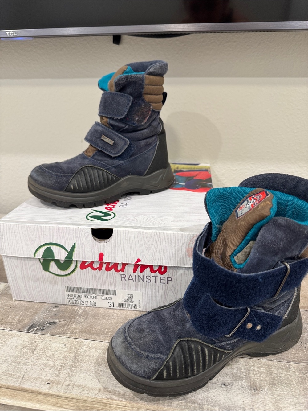 Naturino Navy Blue and Teal Kids Waterproof Snow Boots